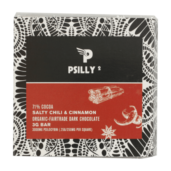 Psilly - Dark Chocolate Bar - Salty Chili & Cinnamon | Magic Mushrooms Calgary Canada
