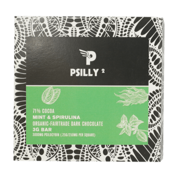 Psilly - Dark Chocolate Bar - Mint & Spirulina | Magic Mushrooms Calgary Canada